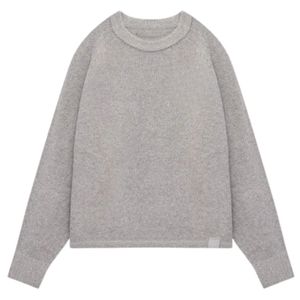 Pull décontracté en maille bouclée gris chiné à manches raglan pour homme – Doux, confortable, coupe ajustée, tendance, chaud et élégant pour l'hiver - Product Image 1