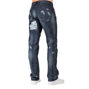 Wholesale Vintage Streetwear Relaxed Fit Patched Ripped <b>Jeans</b> Men's Distressed Denim Trousers Cotton Fashion Casual Pants - Product Image 2
