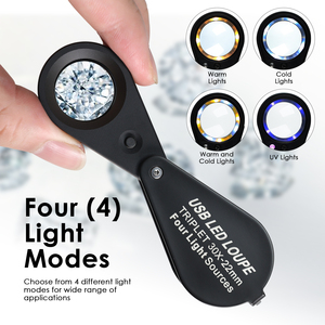 30X Jewelers Loupe with UV & LED <b>Lights</b> with Four <b>Light</b> Modes,22mm Portable Pocket Foldable Loupe Jewelry Magnifier for Jewelry - Product Image 5