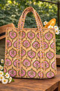 Bolsos Tote para Mujer con Estampado Artesanal, Bolsos de Mano Casuales para la Playa, Bolsos de Mano Tradicionales Étnicos Indios, Hermosos Bolsos de Mano de Lujo - Product Image 2