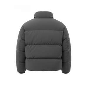 เสื้อแจ็คเก็ตพัฟเฟอร์สีเทาสำหรับผู้ชาย คอสูง อุ่นหนาสำหรับฤดูหนาว ทรงเข้ารูป ซิปหน้า สไตล์ลำลอง เหมาะสำหรับใส่เที่ยวข้างนอกและสตรีทแวร์ - Product Image 4