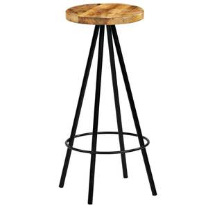 Ensemble de 2 tabourets de bar en bois naturel et noir - Product Image 4