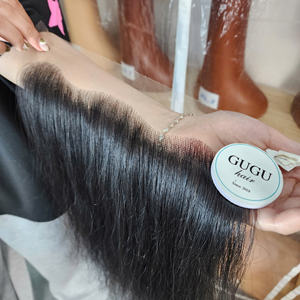 Closure frontale en dentelle, 12 pouces, cheveux humains lisses, de l'oreille à l'oreille, extensions de cheveux noirs naturels pour femmes - Product Image 3