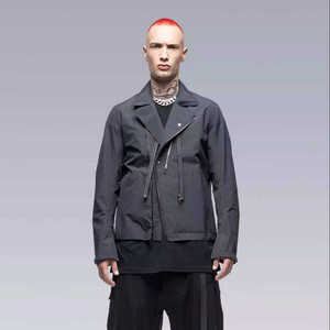 Veste technique imperméable pour homme 2026, coupe-vent tactique streetwear, style cyberpunk, avec fermeture éclair asymétrique et poches cargo, vêtement d'extérieur fonctionnel - Product Image 1