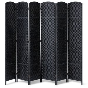 Divisorio per Stanza in Bambù Intrecciato a Mano, Portatile e Autoportante, Schermo Pieghevole a 6 Pannelli con Cerniere per Uso Interno - Product Image 1