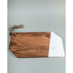 Tabla de Cortar Ovalada de Alta Calidad Hecha a Mano con Madera de Acacia y Mármol Blanco, Bloque de Cocina de Dos Tonos con Asa de Fácil Agarre - Product Image 4