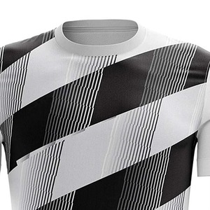 Camiseta de Fútbol Sublimada Personalizada para Hombre, Cuello Redondo, Rayas Blancas y Negras, Manga Corta, Poliéster que Absorbe la Humedad, Corte Regular, para Toda Temporada - Product Image 4