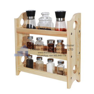 Étagère à épices en bois de haute qualité, organisateur multi-niveaux pour le rangement de cuisine, avec plusieurs épices présentées, fabriqué au Vietnam - Product Image 6