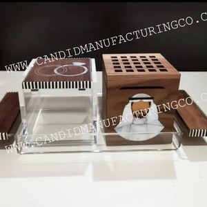Quemador de incienso Bakhoor de madera hecho a mano, Mubkhara árabe, soporte para incienso con bandeja de acrílico, decoración para el hogar - Product Image 5