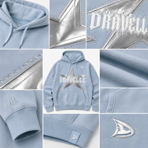 เสื้อฮู้ดดี้ผู้ชายสีฟ้าอ่อนทรงโอเวอร์ไซส์ ผ้าฟลีซ ทรงปกติ มีกระเป๋า ดีไซน์ลำลอง เหมาะสำหรับใส่ในฤดูหนาว เป็นมิตรกับสิ่งแวดล้อม กันน้ำ - Product Image 6