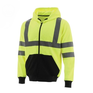 เสื้อฮู้ดสะท้อนแสงสีเหลือง Hi Vis สำหรับผู้ชาย ชุดทำงานเพื่อความปลอดภัย ผลิตจากวัสดุโพลีเอสเตอร์ - Product Image 2