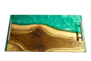 Bandeja para servir de resina y madera mixta fabricada con diseño de Río para servir alimentos con un estilo atractivo - Product Image 6