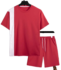 Conjunto de pantalones cortos deportivos personalizados OEM para hombre, manga corta, anti-UV, cuello redondo, 2 piezas, conjunto deportivo transpirable, camiseta y pantalones cortos. - Product Image 1