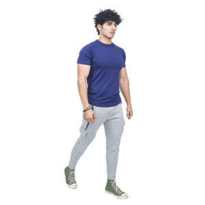 เสื้อยืดผู้ชายคุณภาพสูง ทรงเข้ารูป แขนสั้น คอกลม เป็นมิตรต่อสิ่งแวดล้อม แห้งเร็ว ไม่หดตัว ระบายอากาศได้ดี ผลิตจากผ้าสแปนเด็กซ์/โพลีเอสเตอร์ ทอแบบถัก - Product Image 2