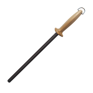 Afilador de acero antirotura para Chef, negro, con mango de madera, gran oferta - Product Image 1