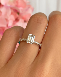 Anillo de Compromiso con Diamante Cultivado en Laboratorio, Corte Esmeralda de 1.25 CT, Chapado en Rodio, Anillo de Boda de Oro de Lujo para Ella, Certificado IGI, Estilo Vintage - Product Image 5