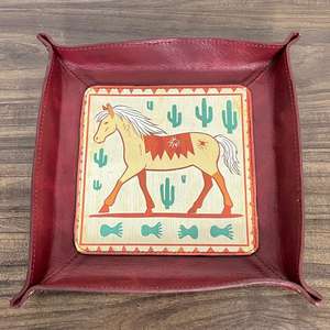 Plateau de rangement Valet Tray 2026 en cuir véritable de qualité supérieure, fait main, motif cheval western, pour la maison et le bureau - Product Image 6