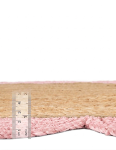 Alfombra de Yute Natural Hecha a Mano con Borde Festoneado Rosa, Alfombra para Pasillo, Cocina, Entrada, Estilo Rústico - Product Image 6