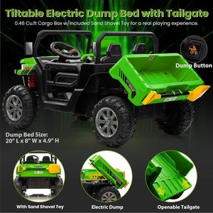 Camion à benne basculante 24V, voiture électrique UTV pour enfants 2 places avec télécommande 2.4G, 4 roues, éclairage LED, 24 volts - Product Image 2