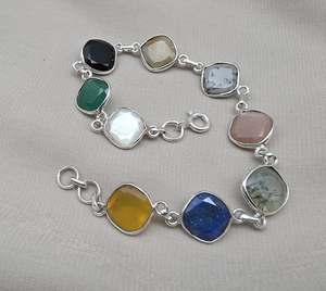 กำไลข้อมือเงินชุบประดับพลอยหลากชนิด ดีไซน์สั่งทำได้ทุกขนาด สำหรับผู้หญิง ของขวัญแต่งงานสุดหรู - Product Image 6