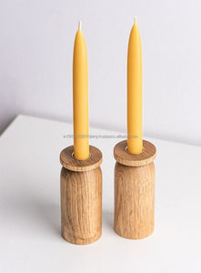 Juego al por mayor de 2 candelabros de madera maciza personalizados de alta calidad, candelabros de madera hechos a mano y tarros de madera de mango Vintage - Product Image 3