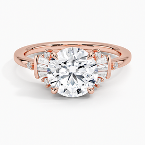 Bague de fiançailles pour femme en argent sterling 925 avec halo de ballerine et diamants moissanite ronds et baguettes affûtées - Product Image 3