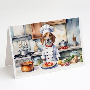 Whimsical A7 Size 5x7 Blank <b>Note</b> <b>Cards</b> Pack of 8 with Envelopes English Foxhound the Chef <b>Greeting</b> <b>Cards</b> - Product Image 1
