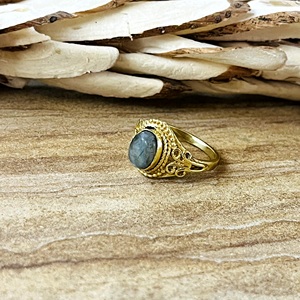 Unique Antique Design Labradorite <b>Ring</b> Boho Brass <b>Rings</b> for Women 18k Gold Plated Vintage <b>Statement</b> <b>Ring</b> for Wholesale/OEM/ODM - Product Image 5