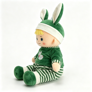 Muñeco de peluche personalizado de conejito verde, muñeco de peluche suave para bebés, muñeco de peluche con gorro de orejas de conejo, juguete de seguridad para la hora de dormir. - Product Image 6