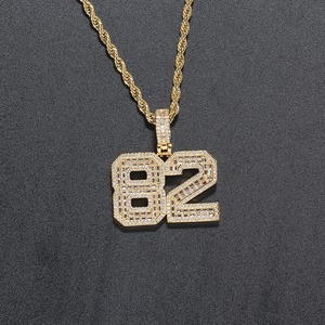 New Arrival Hip Hop Custom Angle Number Lucky <b>Letters</b> Pendant Rope Chain Iced Out Moissanite Bling Bling <b>Brass</b> Pendant Necklace - Product Image 5