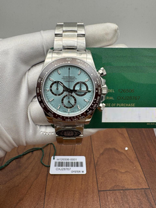 Montre automatique chronographe de luxe en acier inoxydable, cadran bleu glacé de haute qualité, lunette tachymetre en céramique pour bracelet, mouvement ETA - Product Image 1