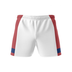 Short de rugby personnalisé rouge, bleu et blanc, design sur mesure, haute qualité, respirant et confortable / Logo et taille personnalisés - Product Image 2
