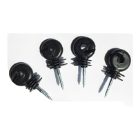 Isolateur annulaire à visser noir durable, galvanisé, revêtu de PVC, résistant aux chocs, en plastique, pour clôture électrique de sécurité, facile à installer