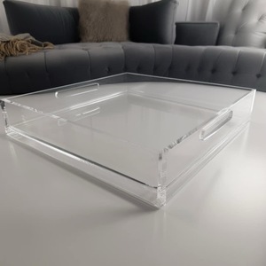 ILAHI's Clear Acrylic Oval <b>Tray</b> Handles Lightweight Simple Pattern Artistic DIY Easter Decorative <b>Organizer</b> for Home Decoration - Product Image 3