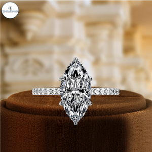 Anillo de Compromiso con Diamante Cultivado en Laboratorio de 1.5CT, Anillo Solitario con Diamantes Pavé, Anillo de Promesa con Diamante Certificado por IGI, Anillo con Banda de Diamantes Semi-Pavé - Product Image 3