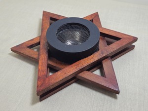 Hand-Made <b>Wooden</b> <b>Star</b> Incense Burner With Metal Insert Religious Use All-Season Redwood Holder - Product Image 6