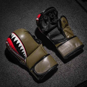 Gants de MMA à séchage rapide, design bouche de requin, en cuir PU, avec fermeture auto-agrippante, support de poignet, unisexe, pour l'entraînement aux arts martiaux, adultes - Product Image 2