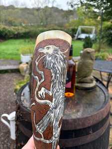 Premium Viking <b>Drinking</b> Horn Gift Set Engraved Polished with Wooden <b>Stand</b> Animal Style Eco-Friendly for Medieval Festivals Mead - Product Image 5