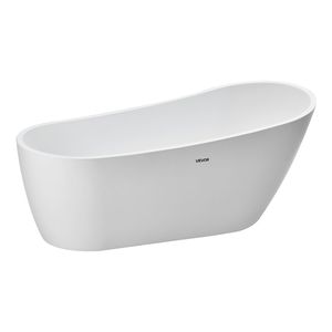 Contemporary 67-Inch White Acrylic Freestanding Soaking Bathtub with Elegant Oval Shape <b>Brushed</b> Nickel Overflow <b>Drain</b> - Product Image 1