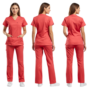 Offre Spéciale : Ensemble de Blouse et Pantalon Médical Confortable pour Femme en Corail – Tenue de Travail Médicale - Product Image 4