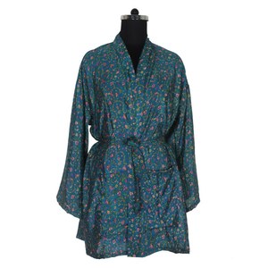 Bata de dama de honor para mujer, kimono bohemio de verano, kimono corto de manga larga, batas de seda para mujer, kimono corto de algodón, vestido para mujer - Product Image 3