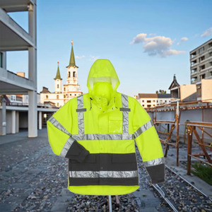 Veste de sécurité de travail haute visibilité respirante et imperméable, réfléchissante, pour homme, hiver, haute visibilité, vêtements de travail d'extérieur - Product Image 4