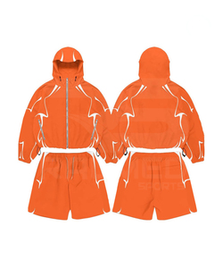 2026 Trending Yellow Hooded <b>Tracksuit</b> 2 Piece Zipper Jacket Shorts Quick Dry Summer Wear Streetwear Loose Fit <b>Tracksuit</b> - Product Image 5