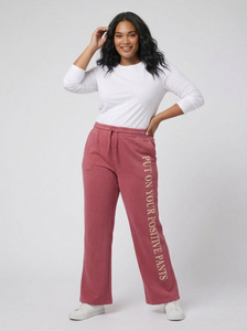Pantalon évasé pour femme, taille à cordon, jambe large, en molleton, longueur intégrale, style jogging ample, pour l'hiver - Product Image 4