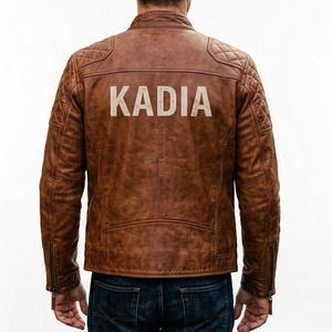 Chaqueta de Motociclista Marrón Vintage de la Marca KADIA para Hombre, Chaquetas de Cuero Genuino de Alta Calidad para Hombre, para Moda y Estilo Urbano - Product Image 5