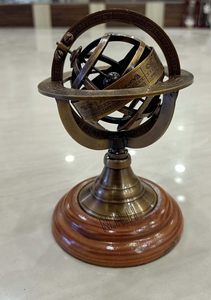 5" Nautical Brass Armillary Sphere World Globe Rosewood Base Table Decor Gift handcrafted nautical decor - Product Image 5