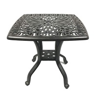 Table basse d'extérieur en fonte d'aluminium avec trou pour parasol, design traditionnel, finition noire, mobilier de salon pour patio et balcon