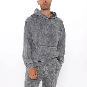 Hot Sale Unique <b>Design</b> Men Acid Wash Hoodies Breathable Cotton Material French Terry Long Sleeve Vintage Style Acid Wash Hoodie - Product Image 1
