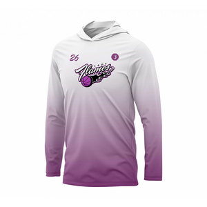 Sudadera con capucha personalizada para baloncesto – Camiseta de entrenamiento de manga larga con efecto ombré en blanco y morado - Product Image 3