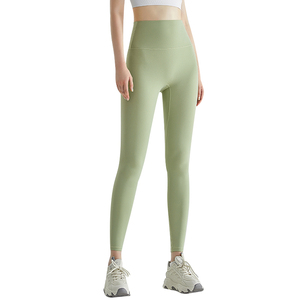 High Waist Solid <b>Green</b> Knitted <b>Leggings</b> Full Length Stretch Breathable Sporty <b>Women's</b> <b>Leggings</b> All Seasons Wear - Product Image 1